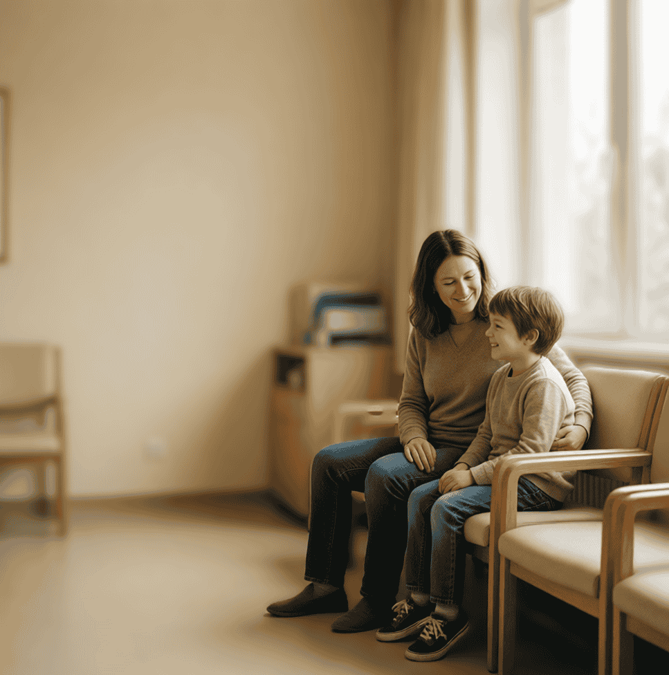 Famille accompagnée par l'Institut de l'Enfance, ambiance chaleureuse et sereine