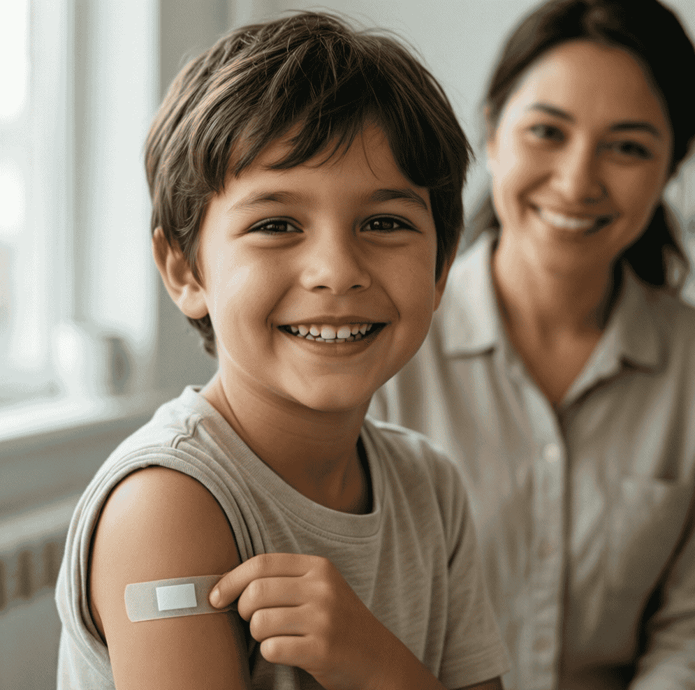 Enfant souriant, détendu et serein